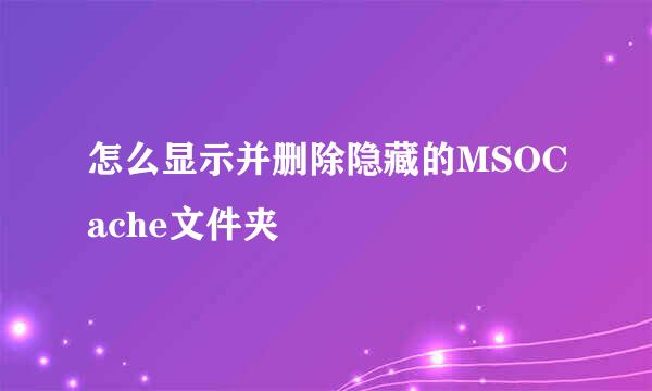 怎么显示并删除隐藏的MSOCache文件夹