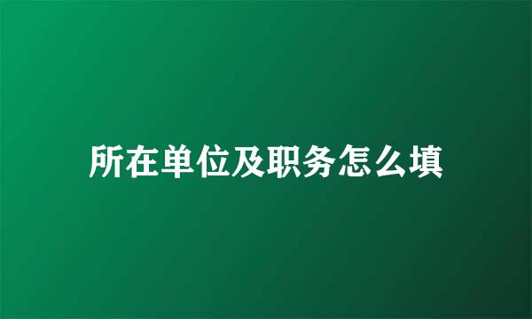 所在单位及职务怎么填