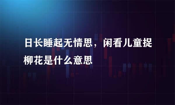 日长睡起无情思，闲看儿童捉柳花是什么意思
