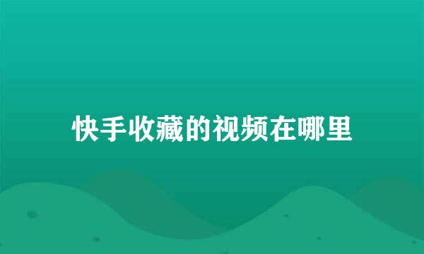 快手收藏的视频在哪里