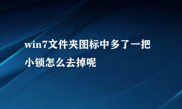 win7文件夹图标中多了一把小锁怎么去掉呢