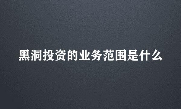 黑洞投资的业务范围是什么