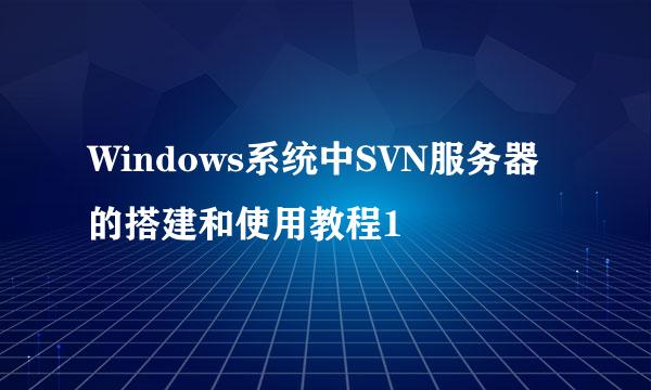 Windows系统中SVN服务器的搭建和使用教程1