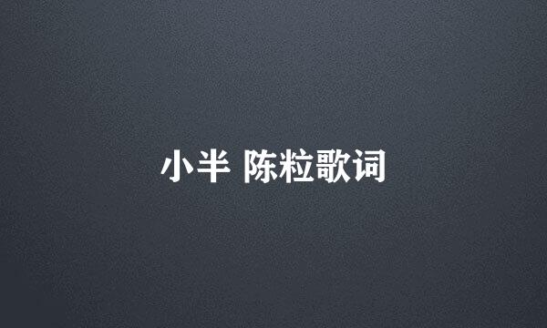 小半 陈粒歌词