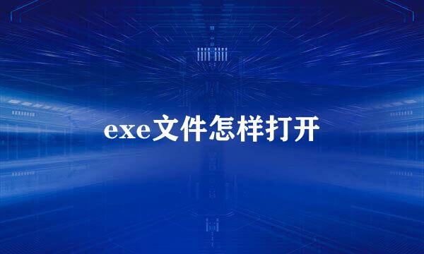 exe文件怎样打开