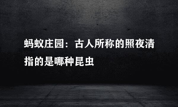 蚂蚁庄园：古人所称的照夜清指的是哪种昆虫