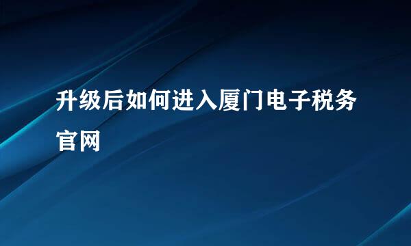 升级后如何进入厦门电子税务官网