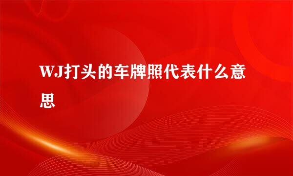 WJ打头的车牌照代表什么意思