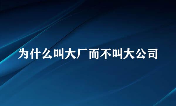 为什么叫大厂而不叫大公司