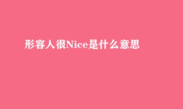 形容人很Nice是什么意思