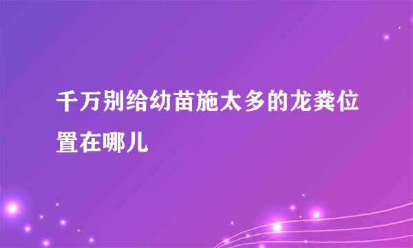 千万别给幼苗施太多的龙粪位置在哪儿