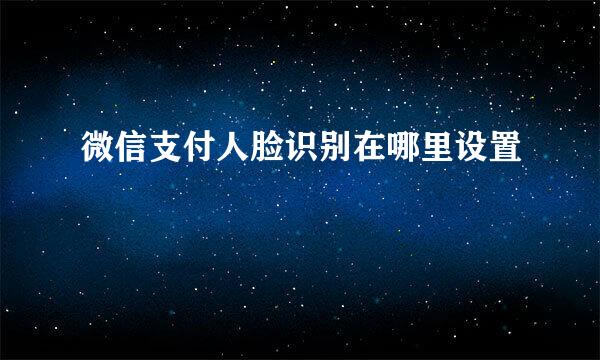 微信支付人脸识别在哪里设置