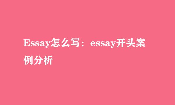 Essay怎么写：essay开头案例分析