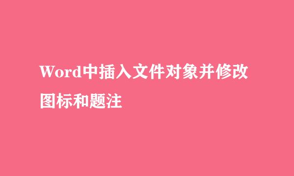Word中插入文件对象并修改图标和题注