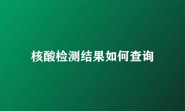 核酸检测结果如何查询