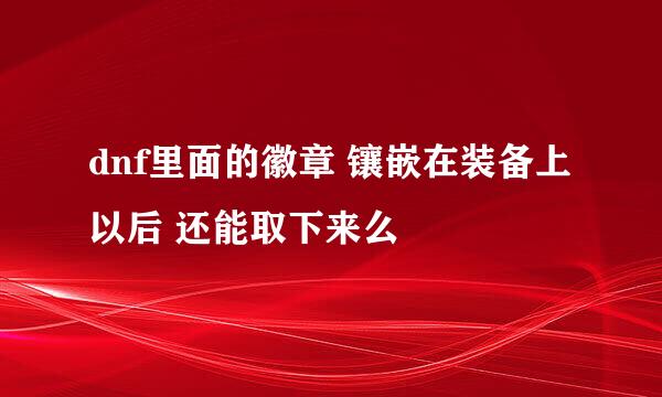 dnf里面的徽章 镶嵌在装备上以后 还能取下来么
