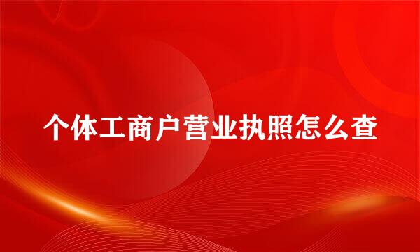 个体工商户营业执照怎么查