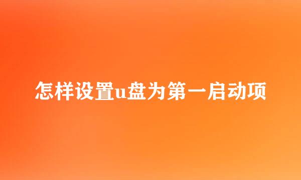 怎样设置u盘为第一启动项