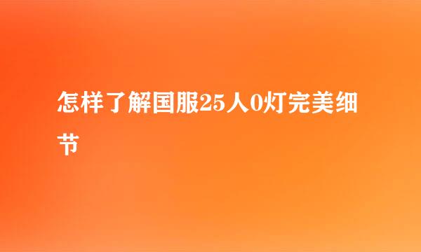 怎样了解国服25人0灯完美细节