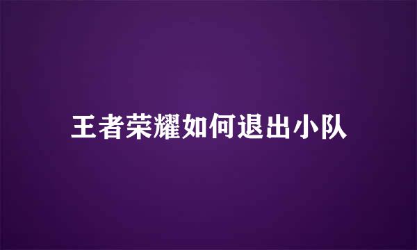王者荣耀如何退出小队