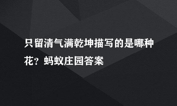 只留清气满乾坤描写的是哪种花？蚂蚁庄园答案