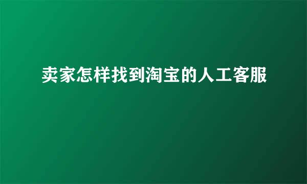 卖家怎样找到淘宝的人工客服