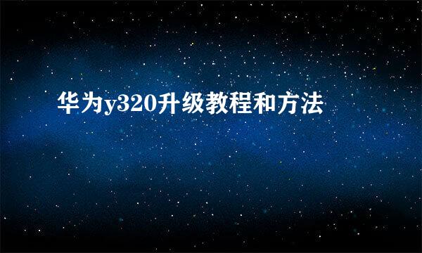 华为y320升级教程和方法