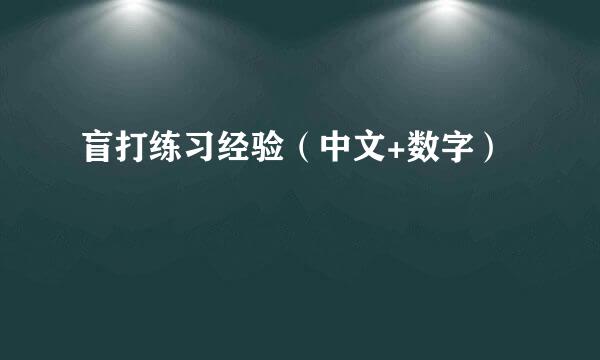 盲打练习经验（中文+数字）