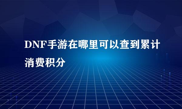 DNF手游在哪里可以查到累计消费积分