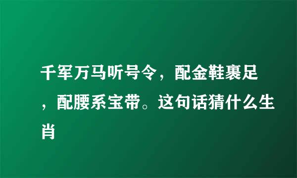 千军万马听号令，配金鞋裹足，配腰系宝带。这句话猜什么生肖