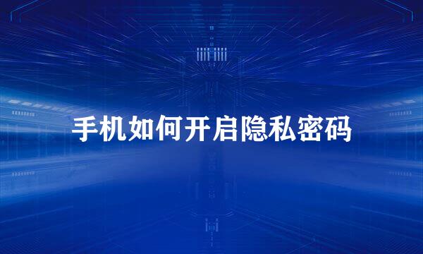 手机如何开启隐私密码