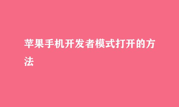 苹果手机开发者模式打开的方法