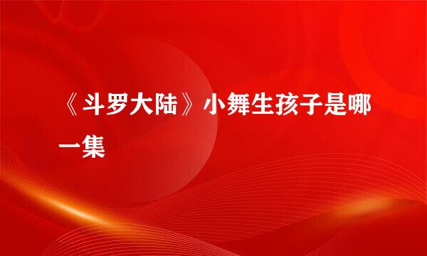 《斗罗大陆》小舞生孩子是哪一集