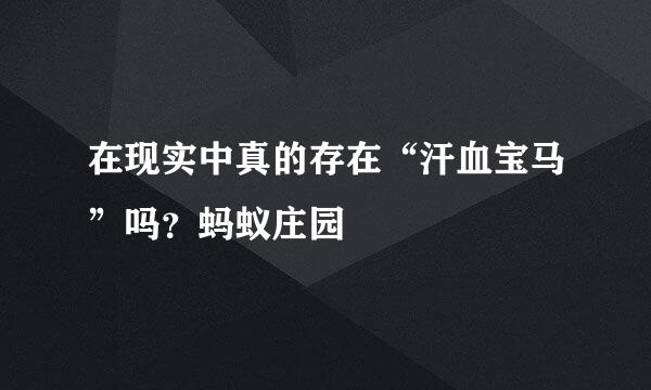在现实中真的存在“汗血宝马”吗？蚂蚁庄园