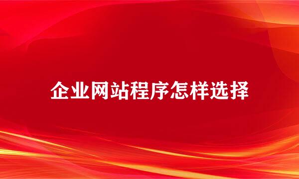 企业网站程序怎样选择