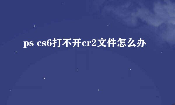 ps cs6打不开cr2文件怎么办