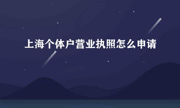 上海个体户营业执照怎么申请
