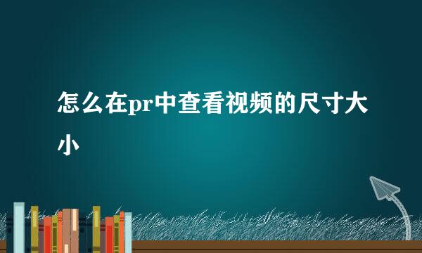 怎么在pr中查看视频的尺寸大小