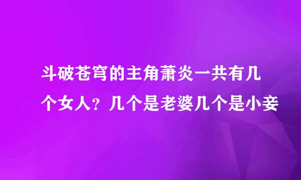 斗破苍穹的主角萧炎一共有几个女人？几个是老婆几个是小妾