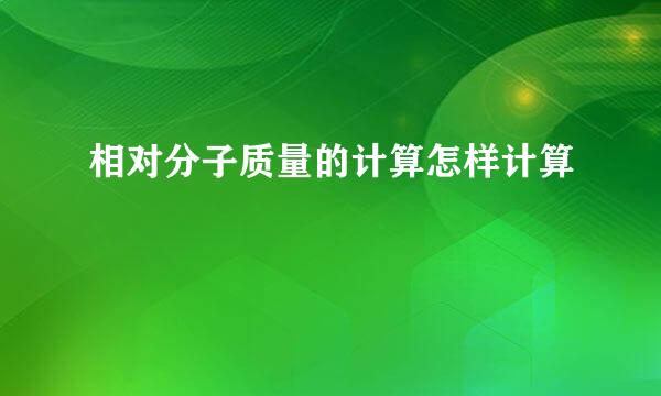 相对分子质量的计算怎样计算