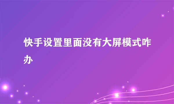 快手设置里面没有大屏模式咋办