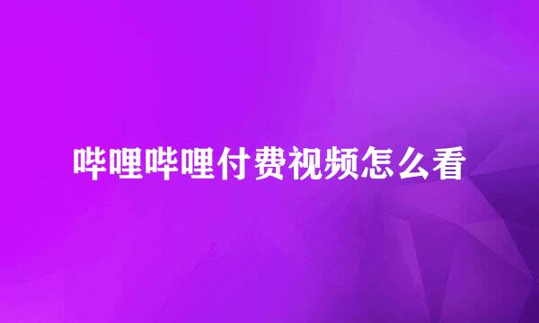 哔哩哔哩付费视频怎么看