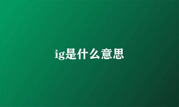 ig是什么意思