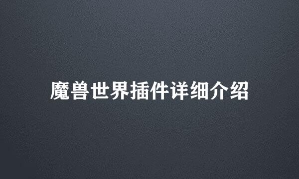 魔兽世界插件详细介绍