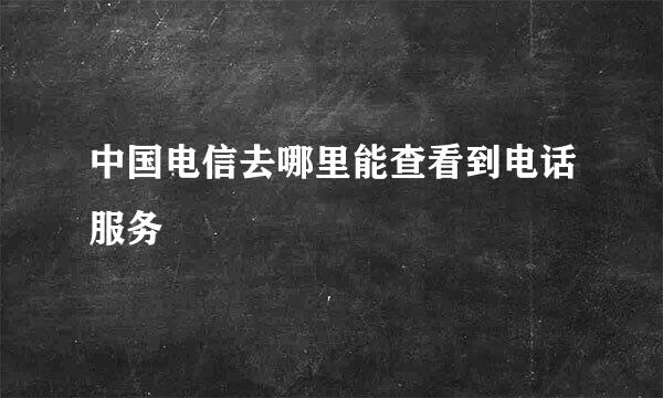 中国电信去哪里能查看到电话服务