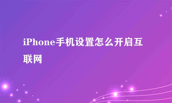 iPhone手机设置怎么开启互联网