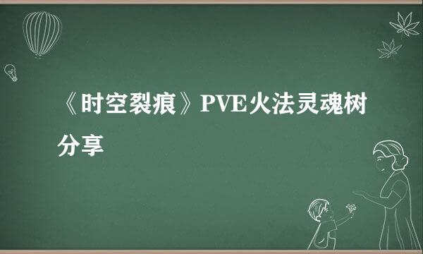 《时空裂痕》PVE火法灵魂树分享