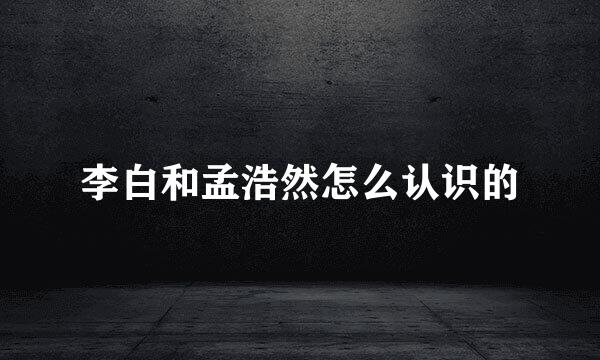 李白和孟浩然怎么认识的