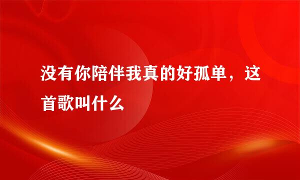 没有你陪伴我真的好孤单，这首歌叫什么