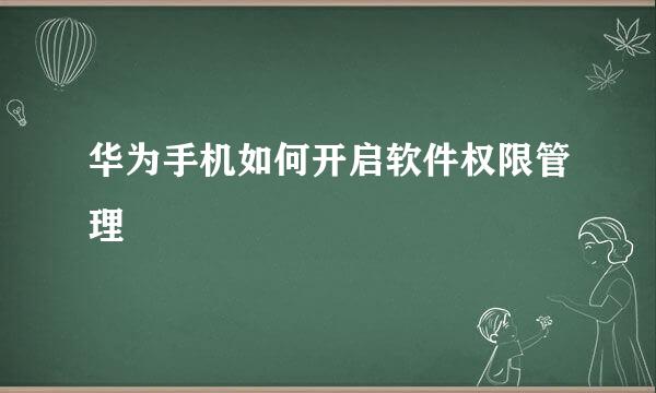 华为手机如何开启软件权限管理